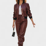 Amandine - Ensemble veste en simili-cuir & pantalon