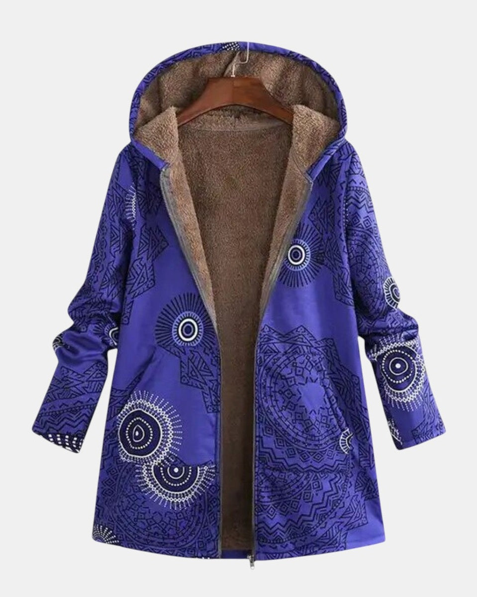Luna - Sweat à capuche en polaire bleu marine avec motif mandala - vue d'ensemble