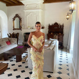 Robe Longue Femme Estella – Élégante Robe à Volants avec Dos Nu & Coupe Fluide