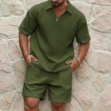 Silas Ensemble Homme de Luxe – Polo en Coton Respirant et Short Assorti, Confort Estival