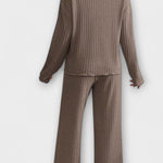 Oriane - Ensemble pull en maille côtelée & pantalon large
