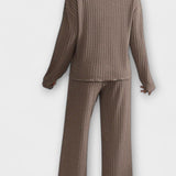 Oriane - Ensemble pull en maille côtelée & pantalon large