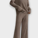 Oriane - Ensemble pull en maille côtelée & pantalon large