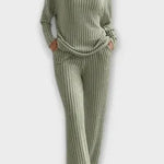 Oriane - Ensemble pull en maille côtelée & pantalon large
