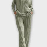 Oriane - Ensemble pull en maille côtelée & pantalon large