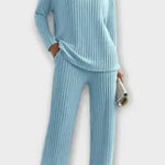 Oriane - Ensemble pull en maille côtelée & pantalon large