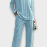 Oriane - Ensemble pull en maille côtelée & pantalon large