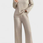 Oriane - Ensemble pull en maille côtelée & pantalon large