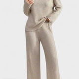 Oriane - Ensemble pull en maille côtelée & pantalon large