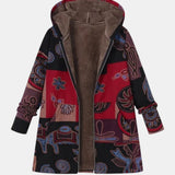 Marina – Manteau à capuche en patchwork boho avec motif abstrait