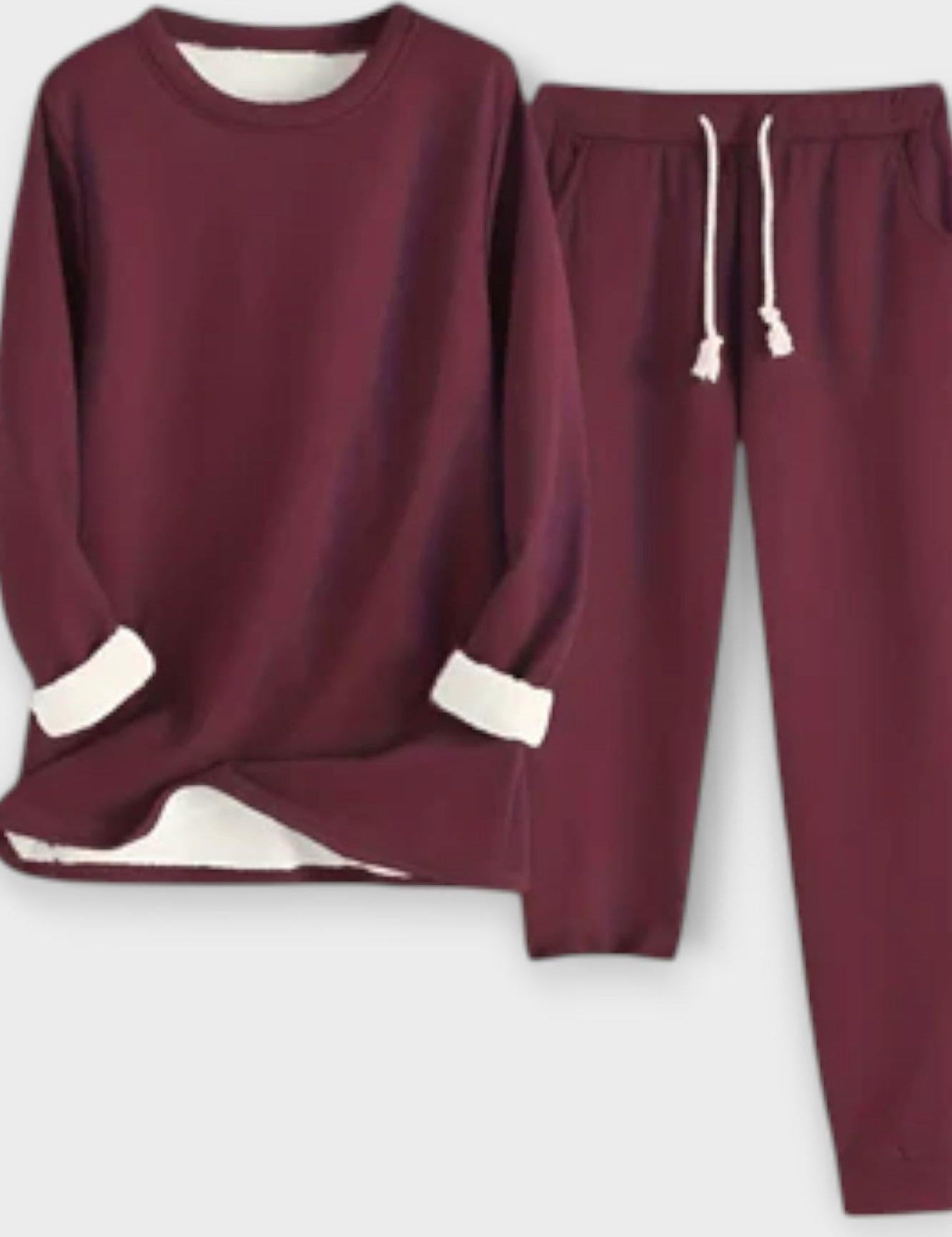 Justine - Ensemble haut à manches longues à liseré contrasté & pantalon