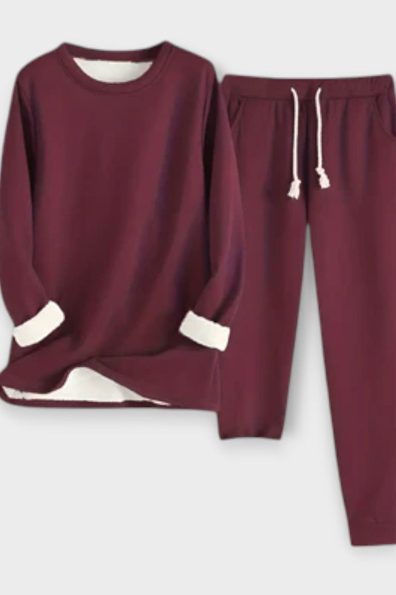 Justine - Ensemble haut à manches longues à liseré contrasté & pantalon