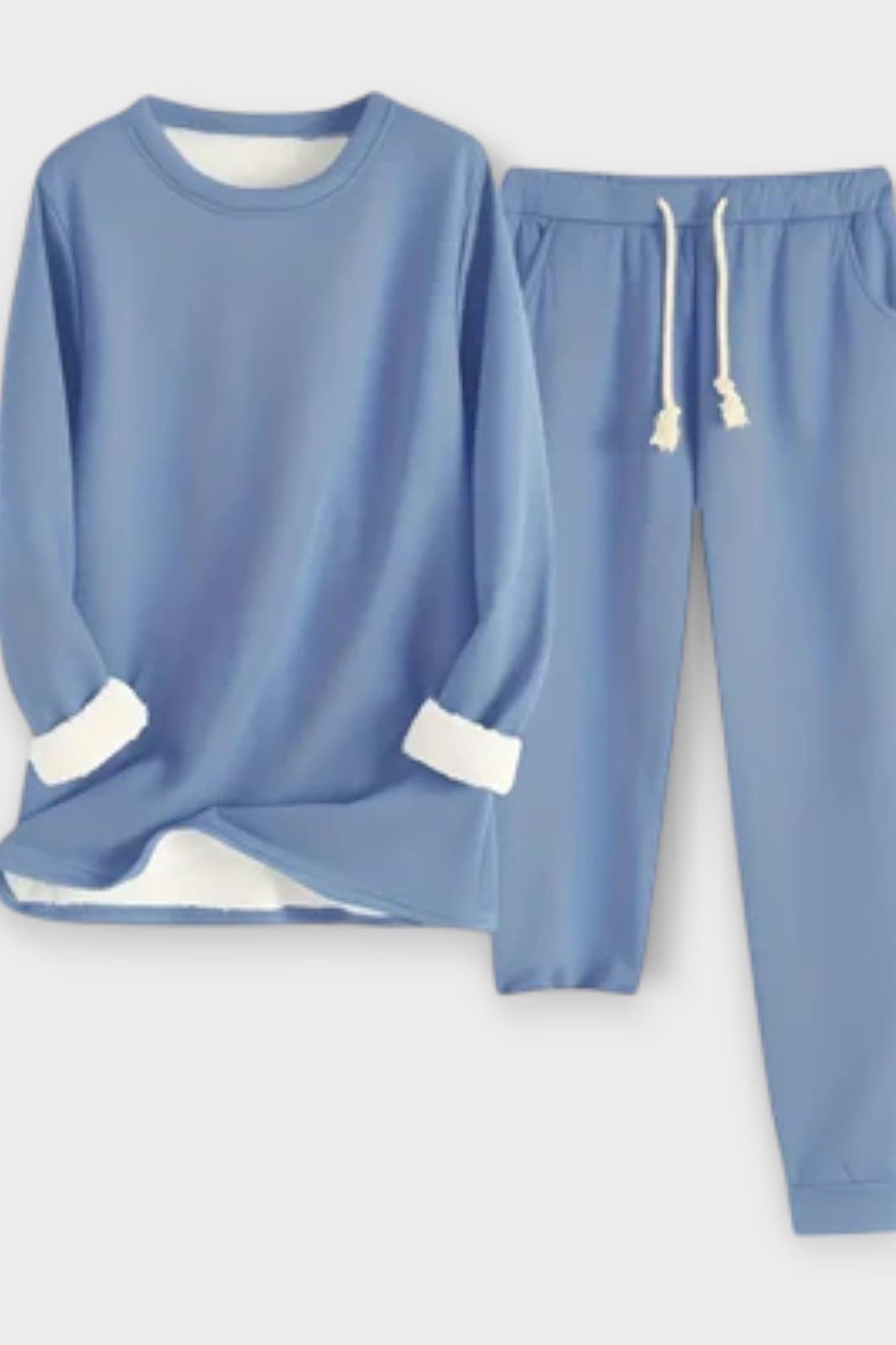Justine - Ensemble haut à manches longues à liseré contrasté & pantalon