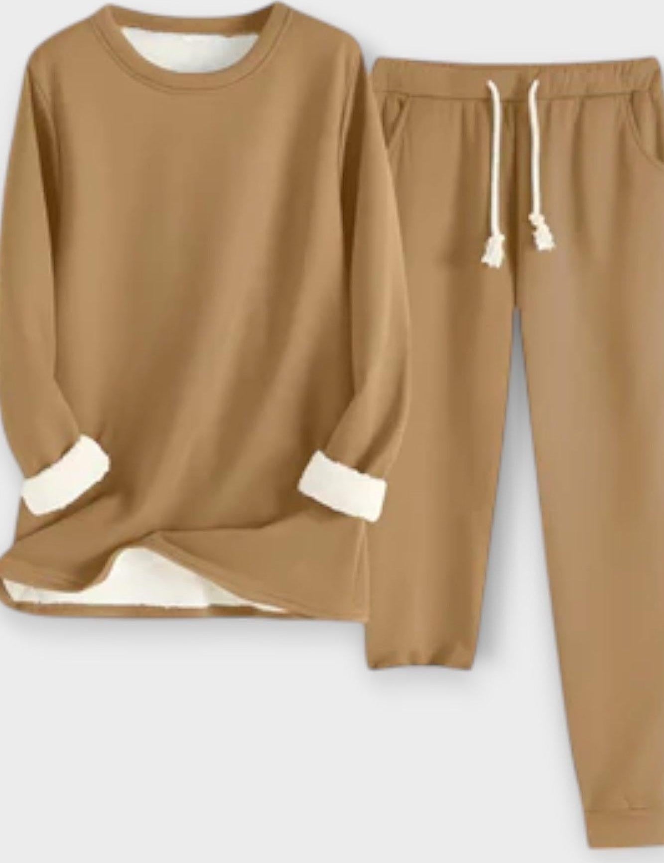 Justine - Ensemble haut à manches longues à liseré contrasté & pantalon