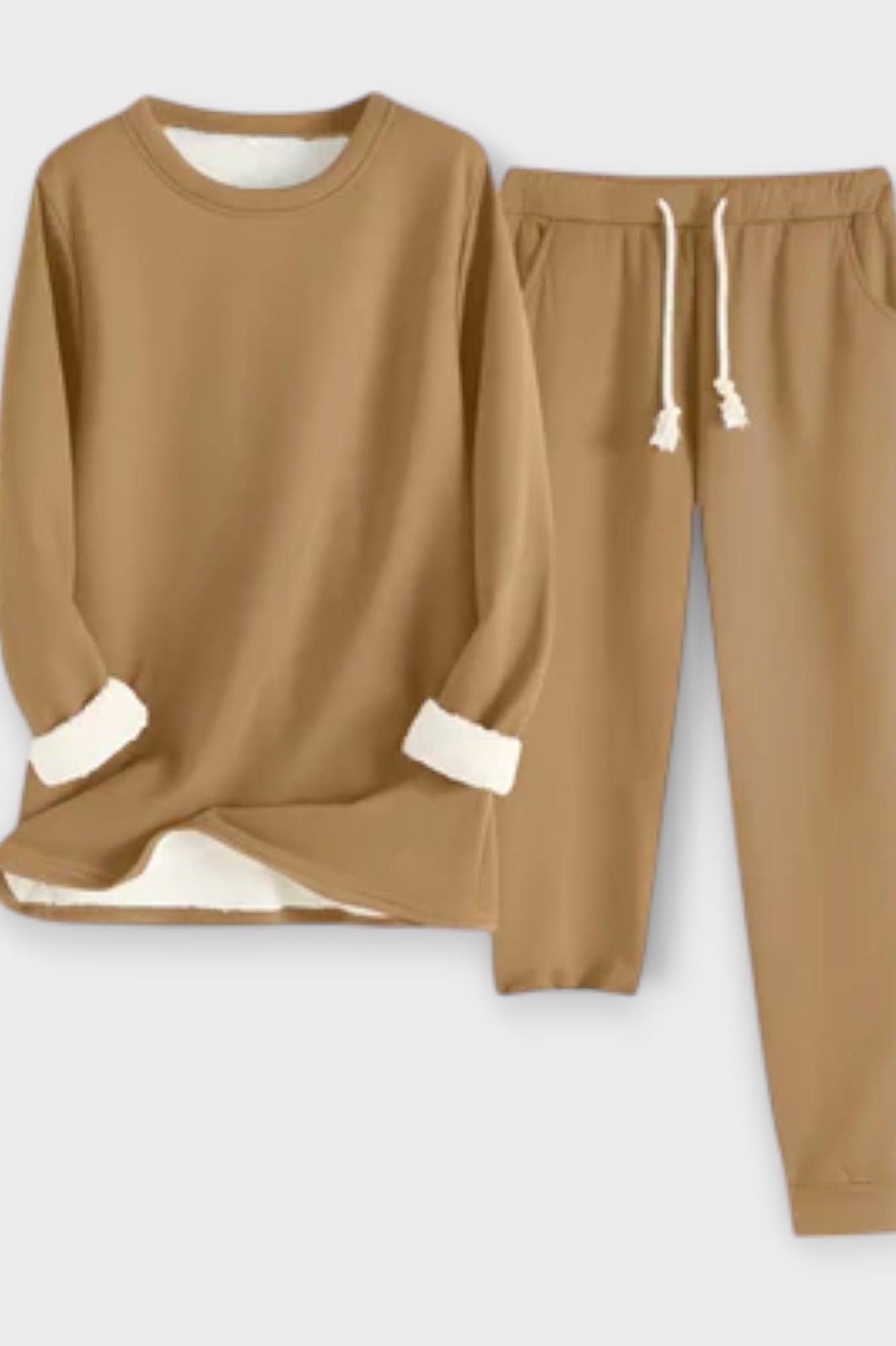 Justine - Ensemble haut à manches longues à liseré contrasté & pantalon