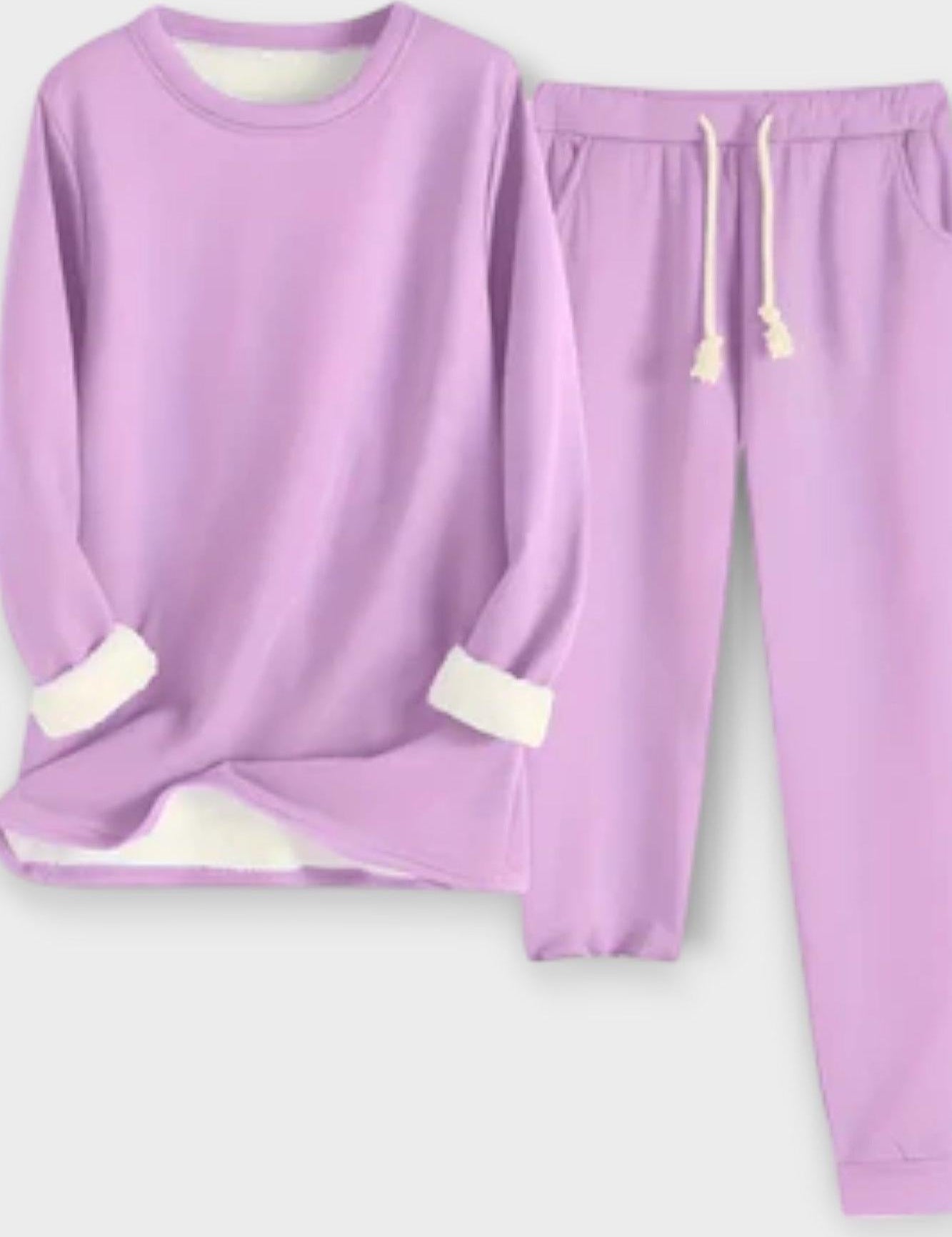 Justine - Ensemble haut à manches longues à liseré contrasté & pantalon