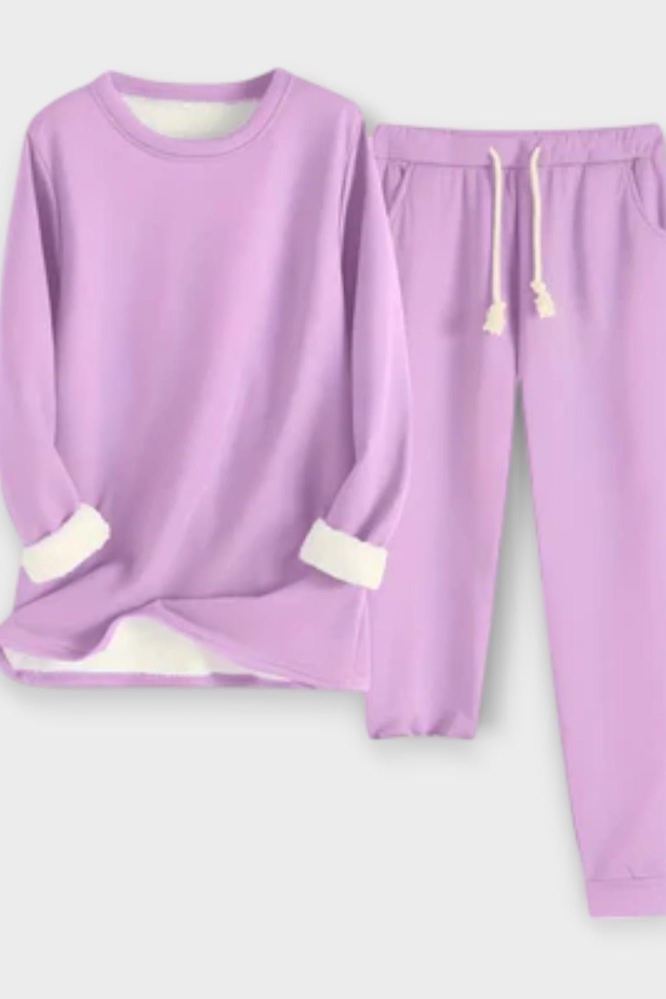 Justine - Ensemble haut à manches longues à liseré contrasté & pantalon