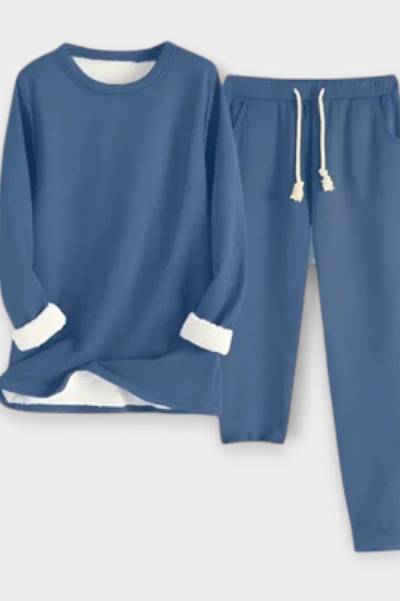 Justine - Ensemble haut à manches longues à liseré contrasté & pantalon