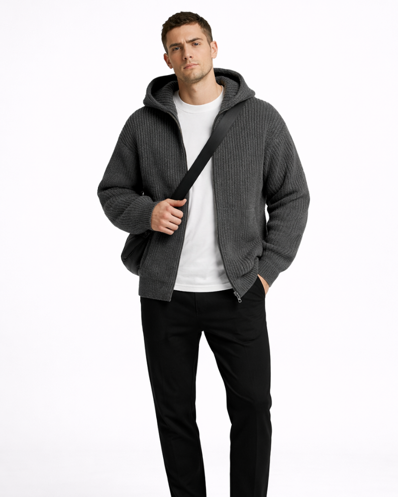 Randy Gilet Homme Zippé à Capuche – Maille Technique, Coupe Décontractée, Style Urbain