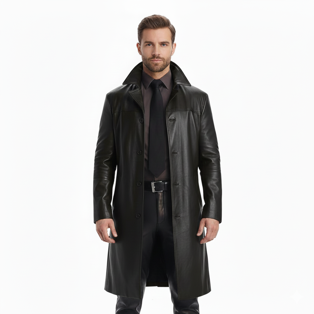 Marlo Trench Long Homme – Manteau Élégant à Boutonnage Classique Coupe Moderne