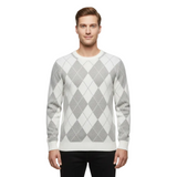 Mick Pull Homme Motif Carreaux – Tricot Classique en Laine Mélangée Élégante