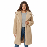 Mila Manteau Teddy Femme Long Oversize – Manteau d’Hiver Doux avec Col Revers Élégant