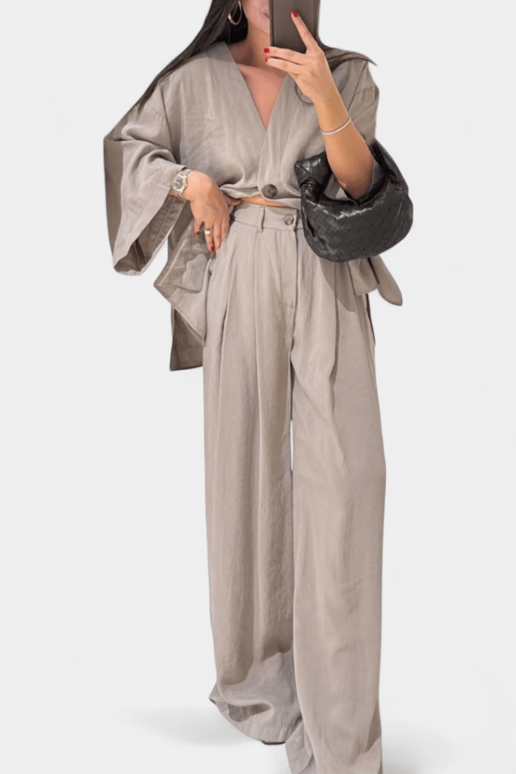Yvette - Ensemble haut cache-cœur ample & pantalon large