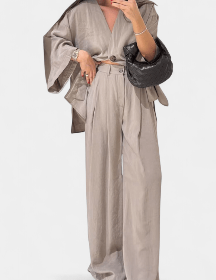 Yvette - Ensemble haut cache-cœur ample & pantalon large