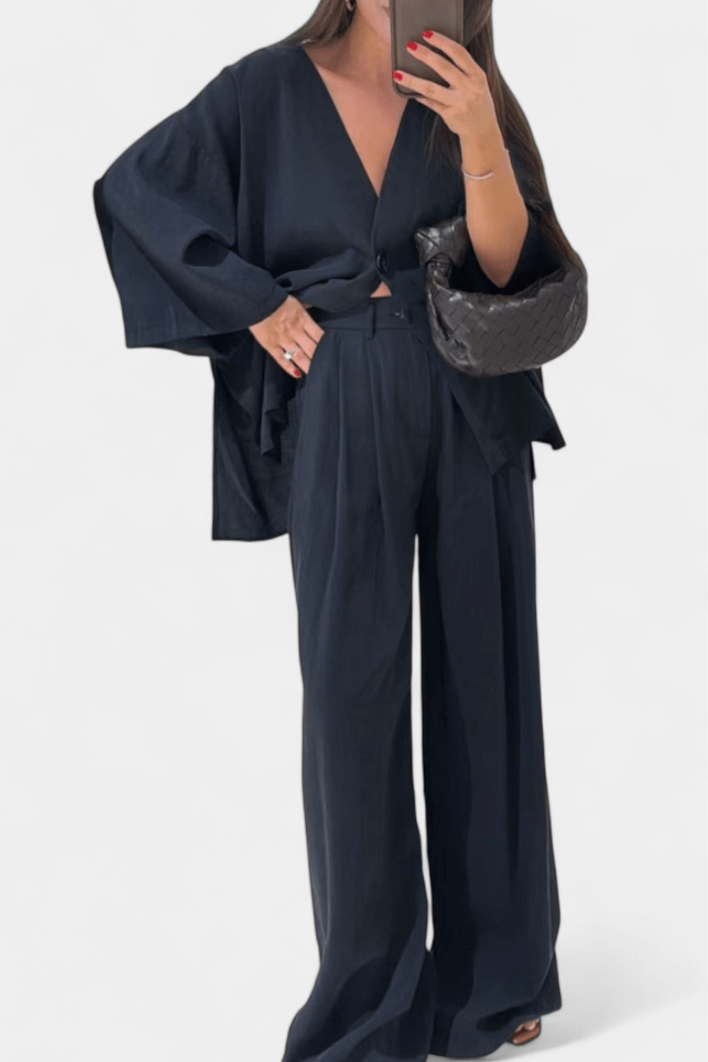 Yvette - Ensemble haut cache-cœur ample & pantalon large