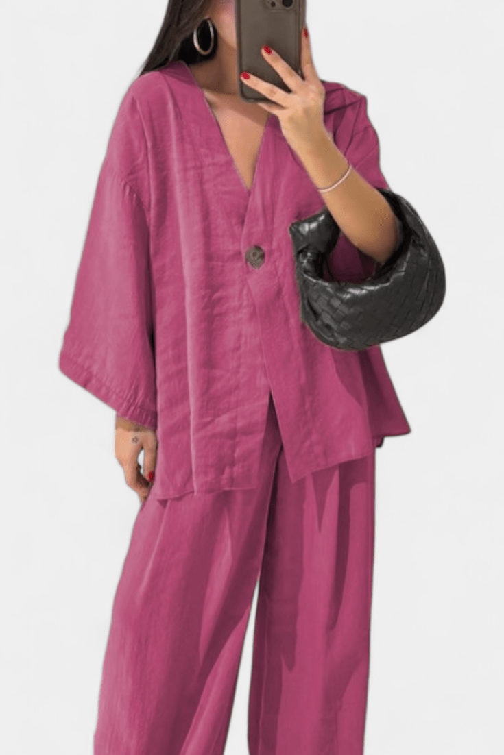 Yvette - Ensemble haut cache-cœur ample & pantalon large