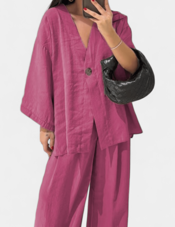 Yvette - Ensemble haut cache-cœur ample & pantalon large