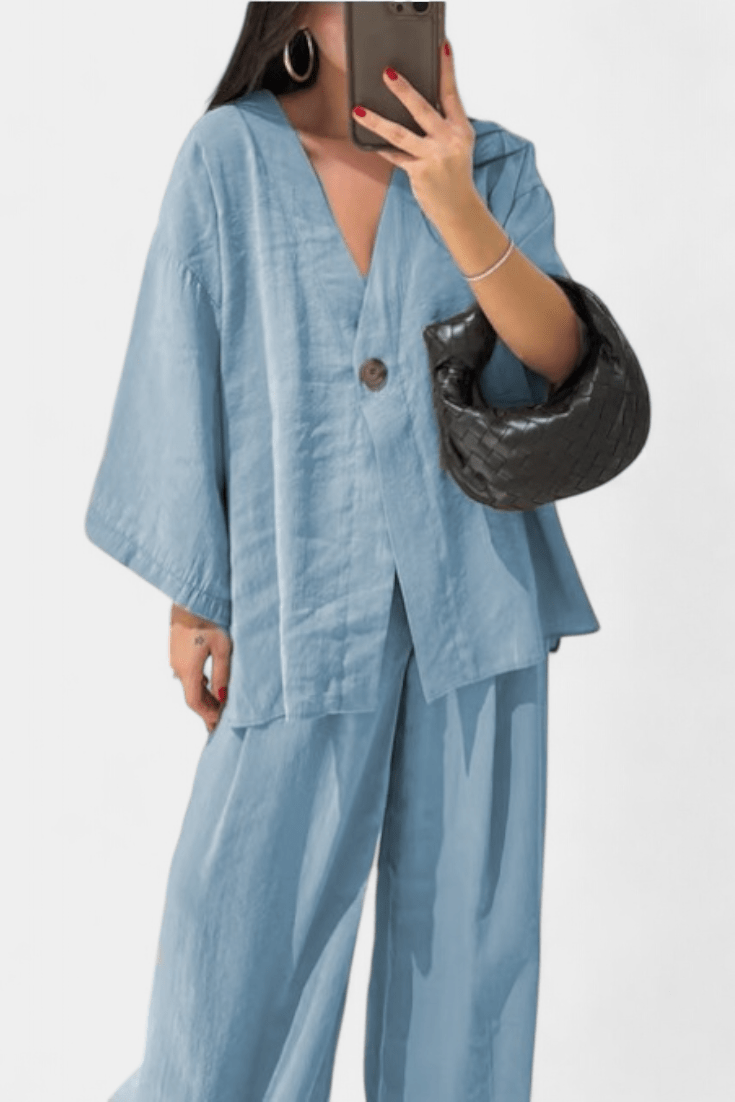 Yvette - Ensemble haut cache-cœur ample & pantalon large