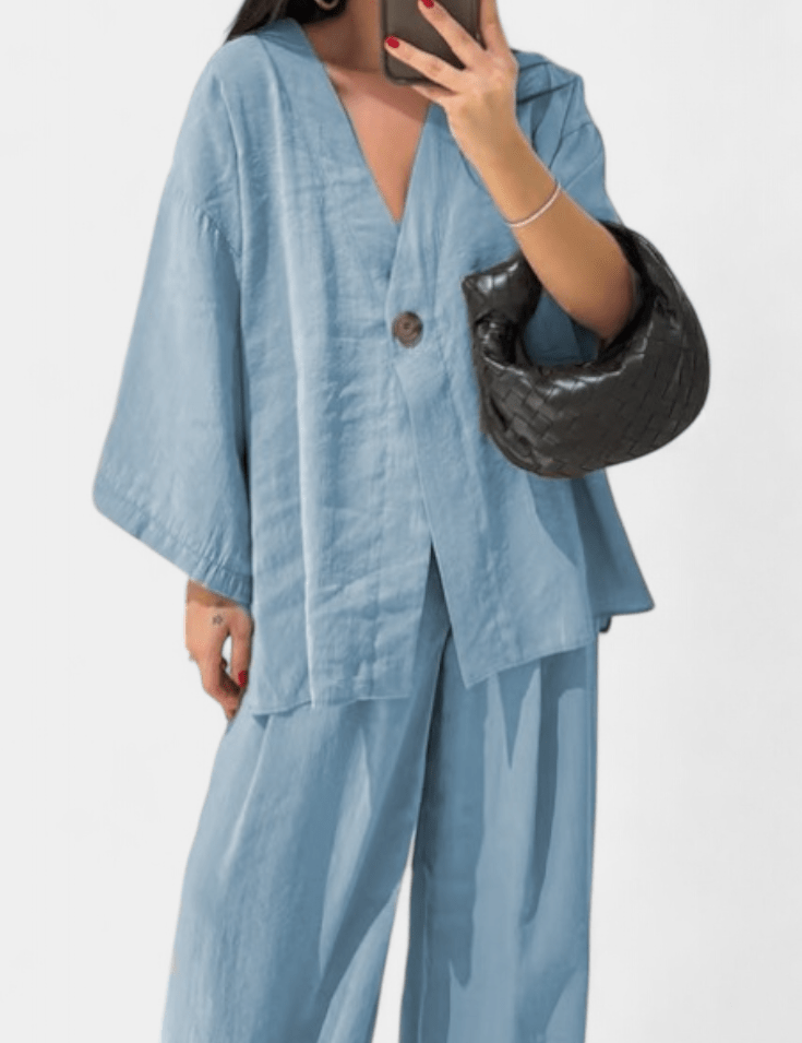 Yvette - Ensemble haut cache-cœur ample & pantalon large