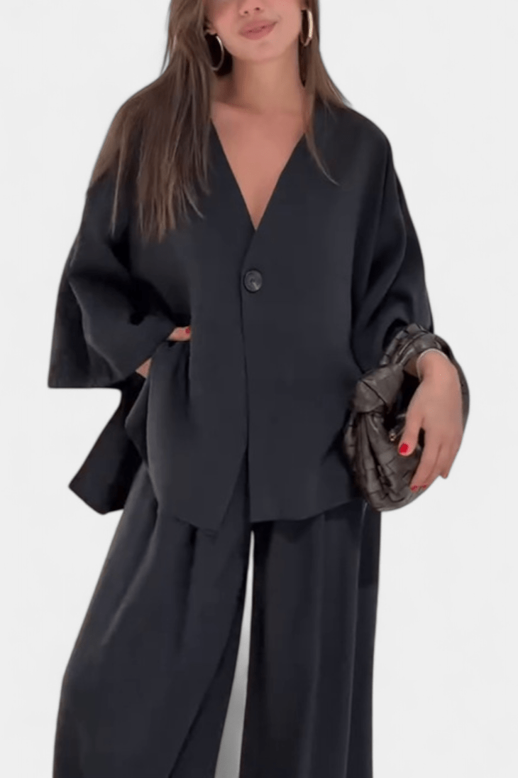 Yvette - Ensemble haut cache-cœur ample & pantalon large