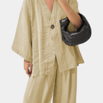 Yvette - Ensemble haut cache-cœur ample & pantalon large