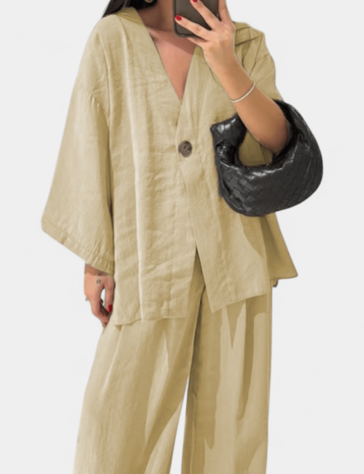 Yvette - Ensemble haut cache-cœur ample & pantalon large