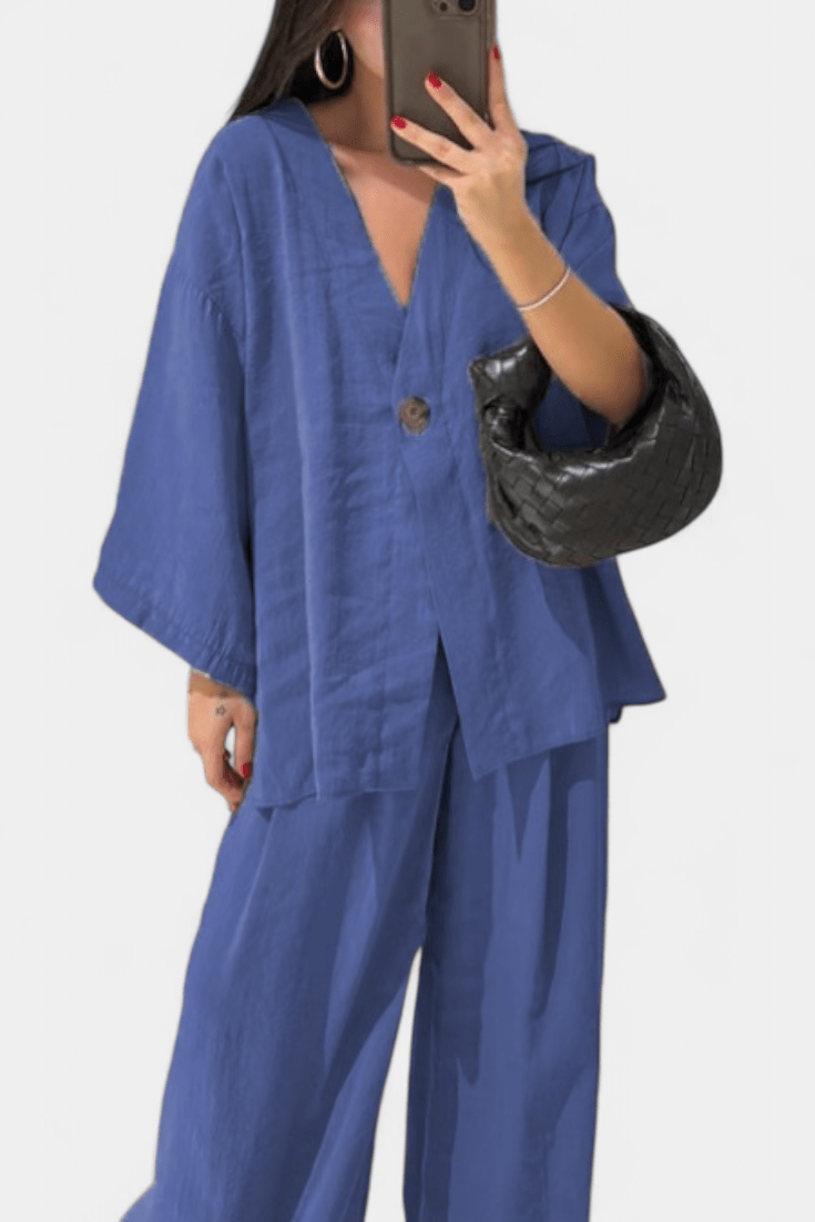 Yvette - Ensemble haut cache-cœur ample & pantalon large