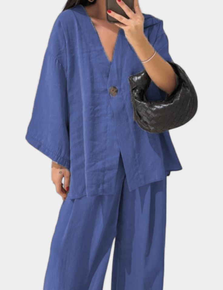 Yvette - Ensemble haut cache-cœur ample & pantalon large