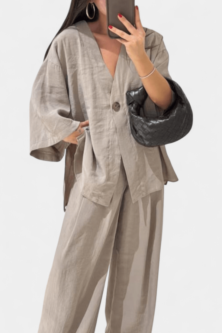 Yvette - Ensemble haut cache-cœur ample & pantalon large