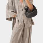 Yvette - Ensemble haut cache-cœur ample & pantalon large