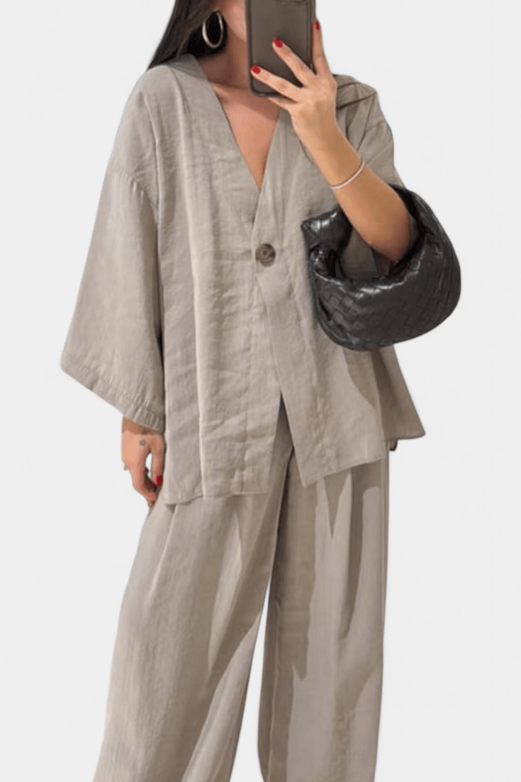 Yvette - Ensemble haut cache-cœur ample & pantalon large