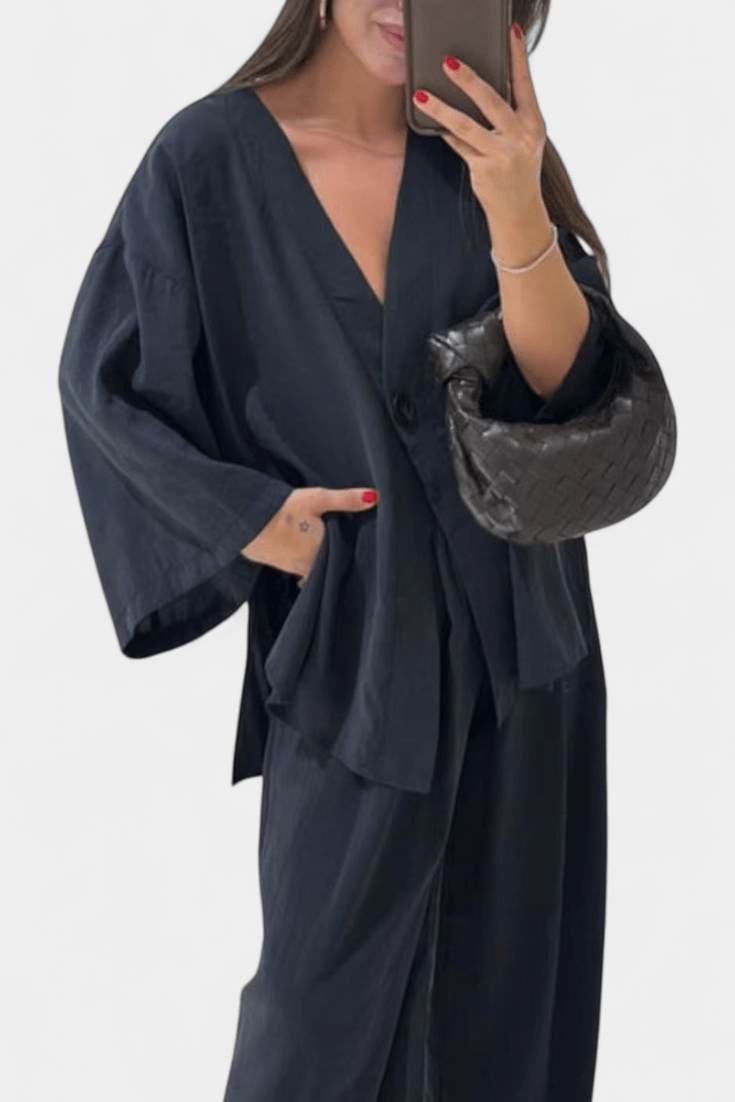 Yvette - Ensemble haut cache-cœur ample & pantalon large