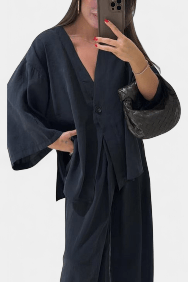 Yvette - Ensemble haut cache-cœur ample & pantalon large