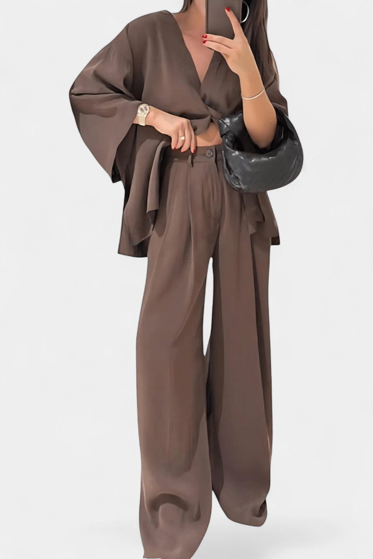 Yvette - Ensemble haut cache-cœur ample & pantalon large
