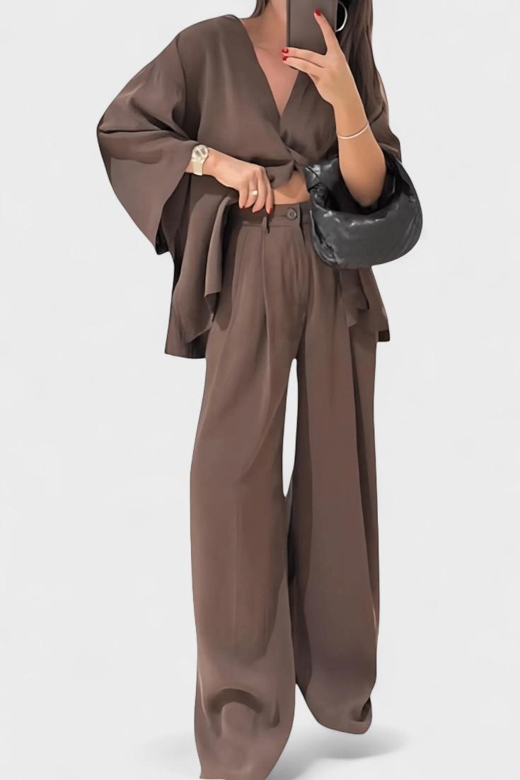 Yvette - Ensemble haut cache-cœur ample & pantalon large