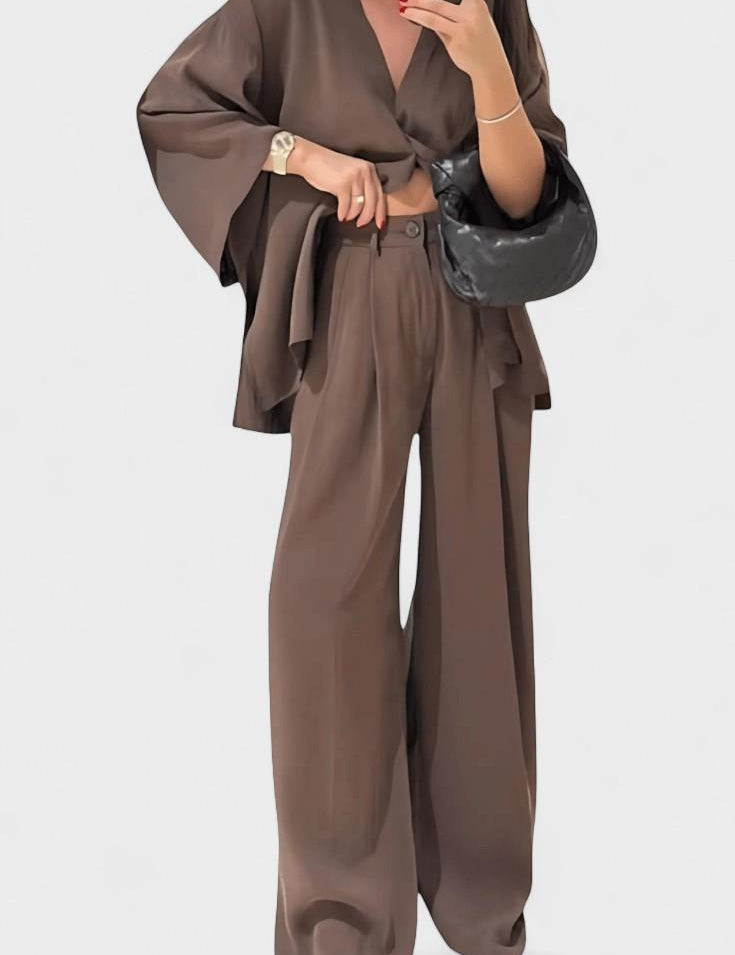 Yvette - Ensemble haut cache-cœur ample & pantalon large