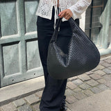 Noa Sac à Main Tressé Femme – Design Élégant en Cuir Végan avec Grand Espace et Fermeture Éclair