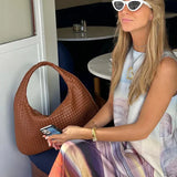 Noa Sac à Main Tressé Femme – Design Élégant en Cuir Végan avec Grand Espace et Fermeture Éclair