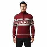 Noah Pull Homme Demi-Zip – Pull Nordic à Motif Géométrique & Rennes, Coupe Confortable