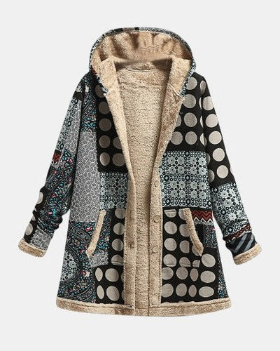 Nova - Veste en polaire rétro monochrome à motif à pois - vue d'ensemble